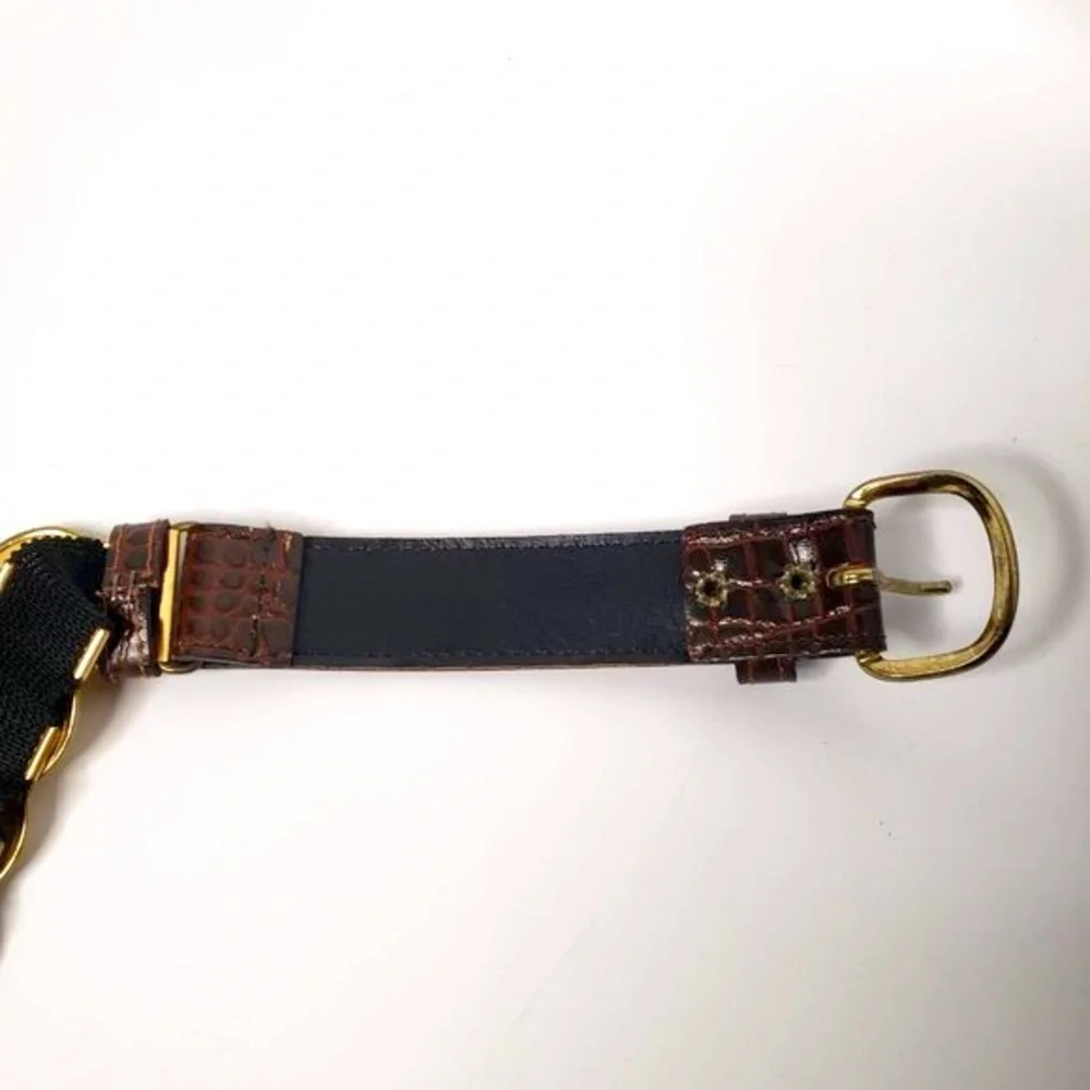 Croc Embossed Gold‎ Coin Stretch Belt OS